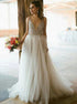 A Line Ivory Scoop Beading Tulle Silver Prom Dress LBQ3036